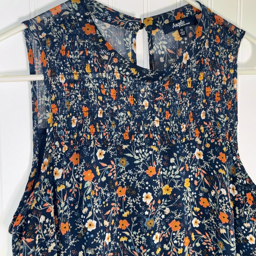 Women’s Angels Navy Sleeveless Floral Fall Dress Size Medium